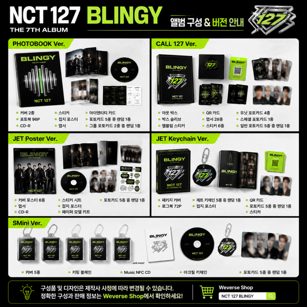 NCT 127 BLINGY 앨범 구성 포토카드 버전