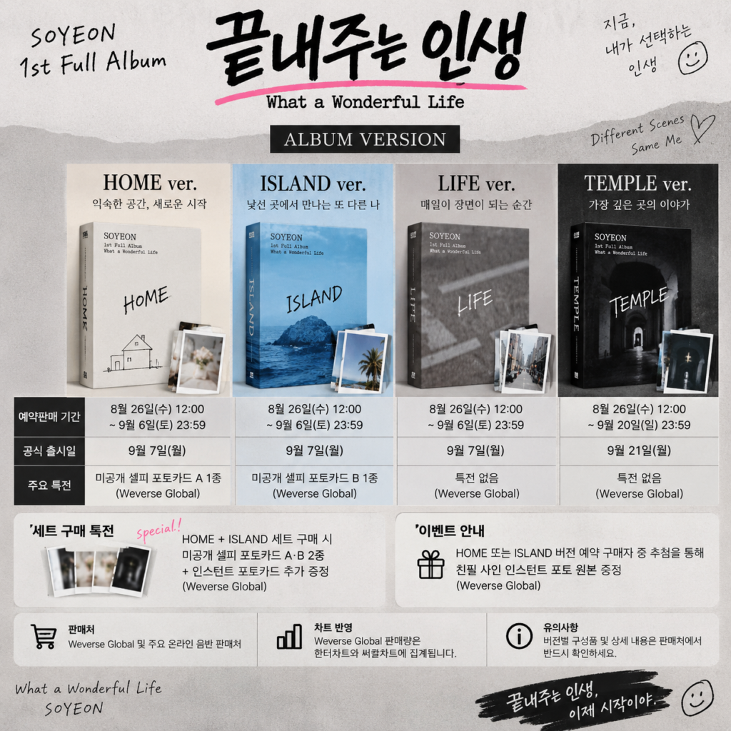 전소연 끝내주는 인생 HOME ISLAND LIFE TEMPLE 앨범 구성과 예약판매 일정